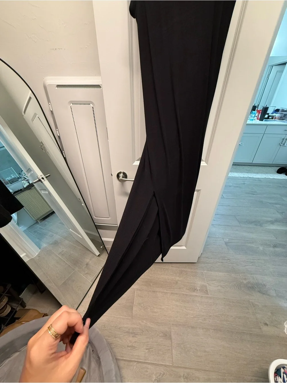 Black Short-Sleeve Maternity Dress
